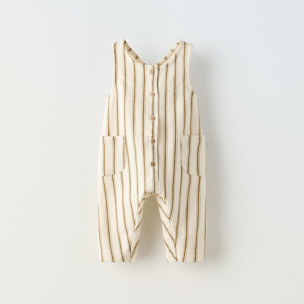 Zara Cream and Brown Striped Baby Top